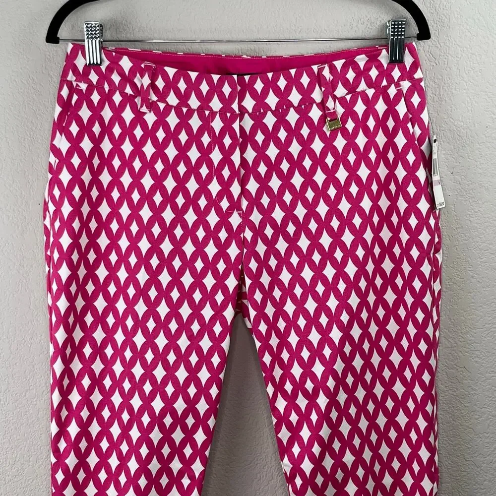 Nautica Fuchsia Hot Pink Geometric Ankle Pants NWT 6 Barbiecore Resort Preppy